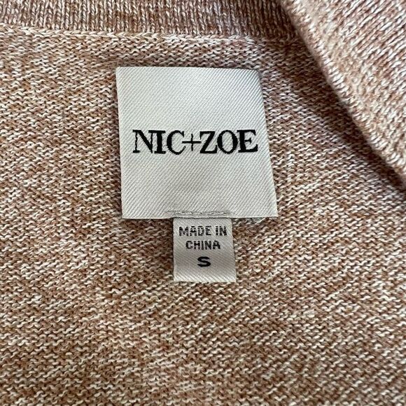 Nic + Zoe cotton open front heathered oatmeal open front cardigan size S - Picture 4 of 8